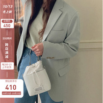 Mint green blazer women 2021 autumn new little man English style casual loose small suit top women
