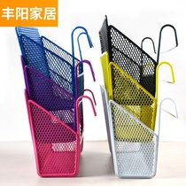 College student bedroom bedside storage hanging basket Dormitory basket storage finishing shelf storage basket hanging wrought iron hook