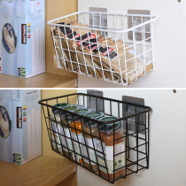 Seasoning wrought iron refrigerator side storage basket Wall-mounted side pylons Kitchen shelf punch-free vegetable basket Small basket