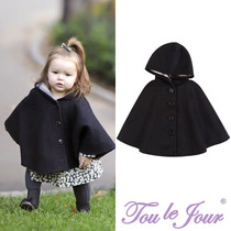 Toulejour Girls Classic Hot Selling English Style Plaid Lining Spring and Winter Wool Tian Hood Cloak