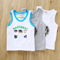 Childrens cotton print vest summer childrens clothing new baby sleeveless T-shirt boys T-shirt thin solid color top