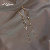 Korean net red temperament long tassel earrings 2021 new fashion stud earrings pearl earrings women earrings sterling silver silver needle