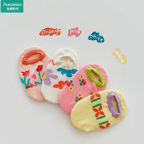 Cotton era girls socks spring and autumn thin section shallow mouth socks childrens pure cotton silicone non-slip boat socks baby small