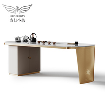 Light luxury tea table Household tea table desk one-piece dual-use high-end rock board modern tea table Simple modern elongated tea table