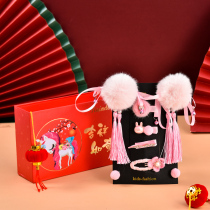 Headwear female baby hairclip New Year baby New Year festive hair card girl hair ball tassel hairclip pin children hair accessories