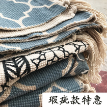 Micro-defects Indian retro industrial Nordic wind tassel floor mat bedroom carpet fabric machine washable cotton linen door mat