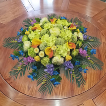 High-end hotel large round table middle decoration box desktop turntable Hotel table decoration fake flower creativity