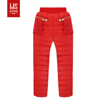 Vets Childrens Clothing Children Winter Girl Outside Wearing Body Down Pants Thickening Long Pants White Duck Suede Warm Pants Winter Wind Resistant