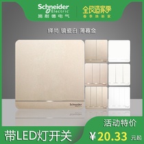 Schneider Fashion Thin Twilight Gold Mirror Porcelain White with LED indicator light switch single open double open three open four open single double control