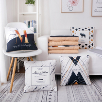 ins Nordic dual-use pillow black gold marble pattern office pillow modern simple dual-purpose cushion blanket