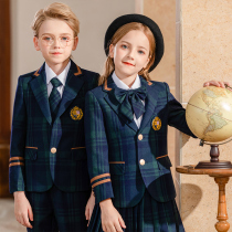 Kindergarten Garden Clothing Summer Clothing Primary School Childrens School Uniforms Children Yinglun College Wind Teacher Class Clothes Spring Autumn Set Plaid West Suit