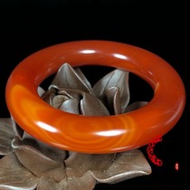Antique Miscellaneous red agate round bar lady jade bracelet Chinese style hand decoration text Play collection to send girlfriend to mother