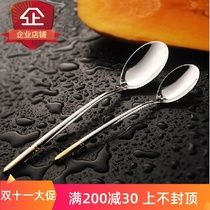 999 Fully Silver Handmade Gold Sterling Silver Spoon Soup Spoon Dressing Long Handle Baby Silver Spoon Sterling Silver Tableware