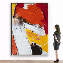 Oil painting hand-painted three-dimensional abstract red and white yellow hanging painting living room porch corridor modern sofa background wall decorative painting