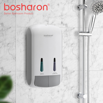 Hotel hotel manual pressing double-head soap dispenser Bathroom wall-mounted non-perforated shampoo shower gel bottle box