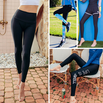 High-waisted swimming trunks womens sun-proof diving suit trousers slim swimwear quick-drying surf jellyfish pants split snorkeling skirt