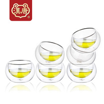 Han Tang tea set double anti-hot glass insulated cup set thick Cup transparent tea cup six