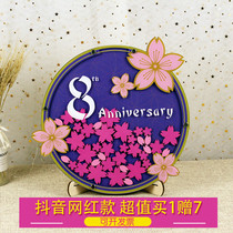 Round flower signature board book sign-in frame Tree Table book wedding ceremony birthday annual meeting business layout love wood chip creativity