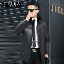 Clearance special price Haining leather leather mens lapel wool goatskin long leather hair one thick coat