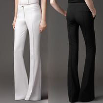 2022 Spring tympanum with high waist elastic display slim middle sewn OL pants commute hip woman long pants black large horn lengthened pants