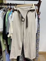 Brand V E E trousers fabric high Stretch Straight suit belt belt