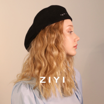  ZIYI original design again black beret female autumn and winter British retro new bud hat large size light board