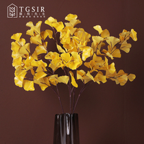 Modern simple ginkgo biloba simulation flower indoor living room desktop TV cabinet decoration flower vase flower arrangement