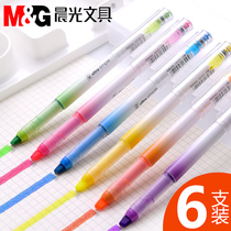 Morning Light Pushing Highlighter Pen Student Use Highlighter Marker Pen Student Use as Note Stroke Focus Notepad Pen Color Candy Color Kids Flash Silver Glossy Light Endorsement Handbrush