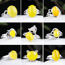 S925 sterling silver ring empty support female live mouth ring inlay beeswax ring amber ring turquoise ring support