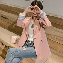 2021 Spring and Autumn New Korean version of loose Joker student small blazer womens long fashion one button suit