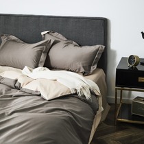 Bai family lovers 100 full cotton long suede cotton four sets of light and double parquet pure color Nordic pure cotton quilt cover bed hat