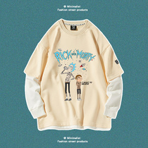 Rick and Morty joint net celebrity niche couple Hong Kong style sweater male 2021 new loose Song Yaxuan same style