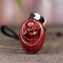 Fuyunchang India small leaf red Sandalwood handmade wood carving Maitreya Buddha hand handle Carry text play toys craft gifts