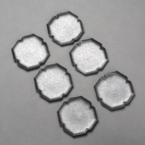 Shououou pure tin teacup mat Teacup holder Tin creative tea mat non-slip heat insulation mat Kung Fu tea accessories Household