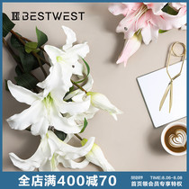 Feel moisturizing lilies simulation bouquet Living room floor-to-ceiling fake flowers Large decoration table decoration Flower arrangement ornaments Light luxury