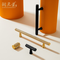 Pure Copper Cabinet Door Handle Simple Modern Golden Cupboard Drawer Wardrobe Long Strip Handle Light Lavish Brass Handle