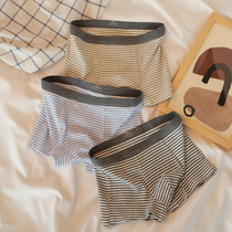 Mens underwear striped cotton comfortable boxer pants Japanese trend breathable boxer middle waist shorts mens underwear