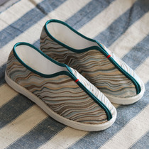 Original new pure handmade silk cloth shoes female male abstract embroidery traditional old Beijing health breathable cloth shoes