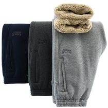 Tide lamb suede men plus thicker sports pants middle-aged daddy cotton pants wear straight tube casual pants