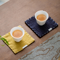 Japanese cotton linen coaster tea mat tea mat Zen tea ceremony heat insulation mat thick cotton fabric office kung fu tea set cup holder