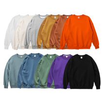 Japanese solid color long sleeve round neck sweater mens trendy hip-hop loose Harajuku style bf European and American street plus velvet thickening