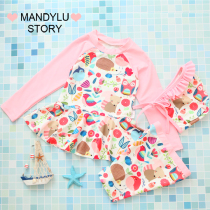 Childrens long-sleeved swimsuit female ins wind split girl child princess skirt girl swimsuit 2019 new Western style