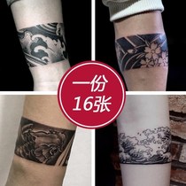 Waterproof mens and womens long-lasting scarring Ukiyo-e flower arm wave arm original bracelet Prajna arm ring tattoo stickers mens tide