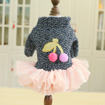 Dog Puff skirt pet dress autumn and winter thick dress Bomei Teddy Cherry Princess skirt dog dress