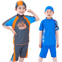 Childrens swimsuit boy split sunscreen swimsuit short sleeve swimsuit suit middle child swimsuit fat boy swimsuit boy