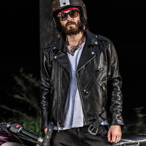 Leather motorcycle leather clothing autumn and winter mens Harley motorcycle clothing first layer cowhide youth slim leather jacket tide brand jacket