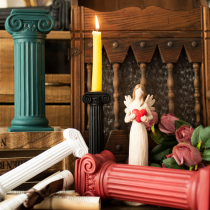 JK Mu space retro literature Morandi color resin Roman column Candlestick desktop long rod candle holder ornaments