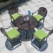 Garden open-air cast aluminum tables and chairs European outdoor leisure coffee table five-piece set balcony courtyard outdoor iron combination