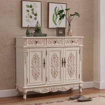 European-style shoe cabinet home entrance entrance entrance entrance entrance to the retro-white masonry closet multi-layer locker solid wood packaging
