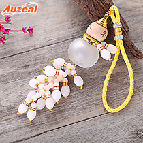 Car Hyacinth Pendant Wood Glass Vehicular Perfume Bottle String Bead Interior Foru Decoration Peach Wood Splicing Car Hang
